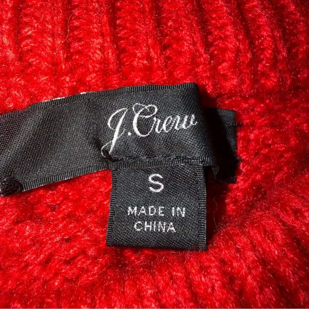 J.Crew Women's Popcorn Cable-Knit Sweater Red Lambswool Blend Size Small